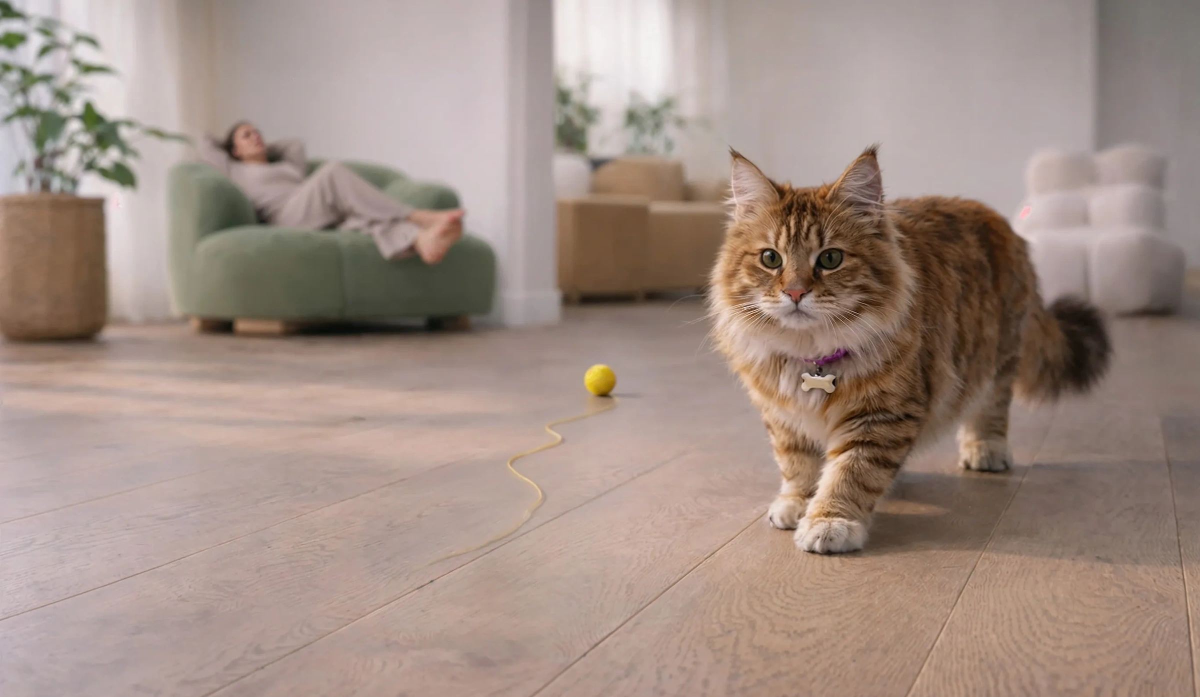 A cat in a room with 47KN63 model floor panels